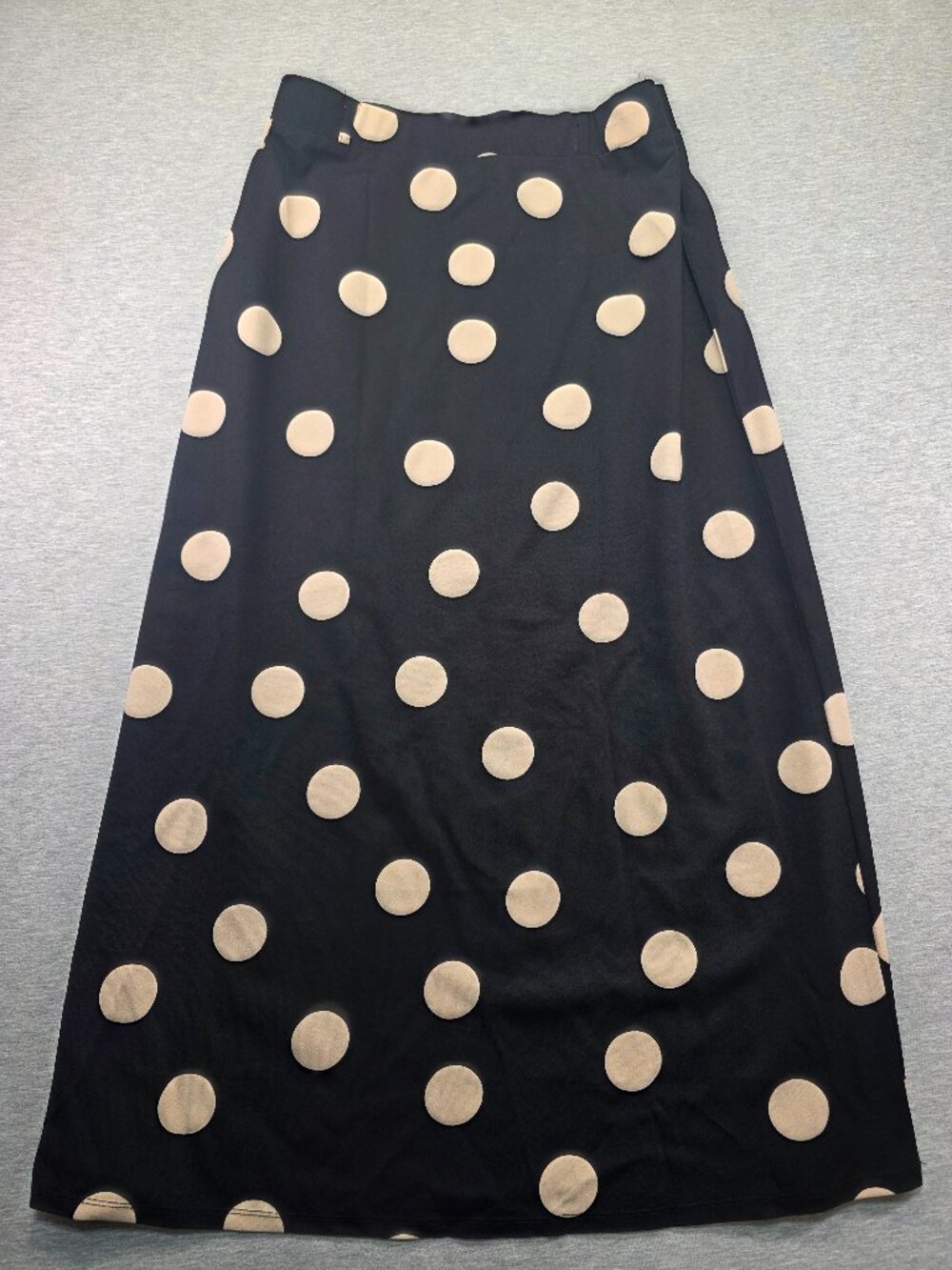 Messini Polka Dot Maxi Skirt Black Tan A-Line Size L